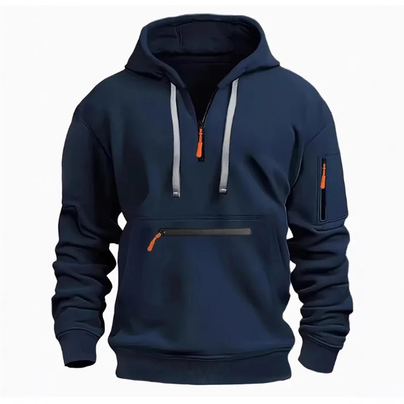 Men's Half-Zip Hoodie | Multi-Pocket Outdoor Casual Sweatshirt - Dripshop