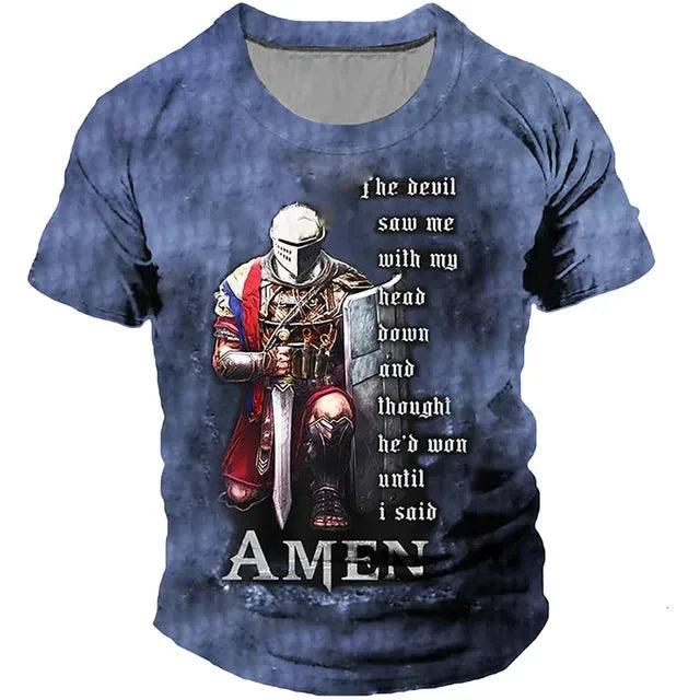 Men's Knights Templar Print Oversized T-Shirt