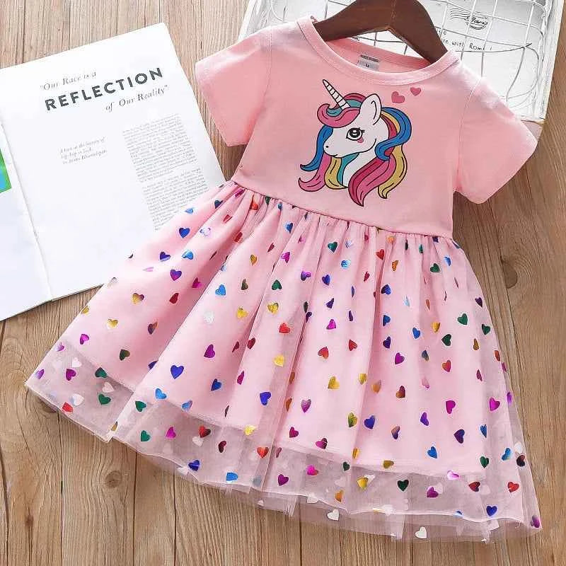 Baby Girls Unicorn Princess Dress – Cotton Mesh Party Dress for Ages 2–6