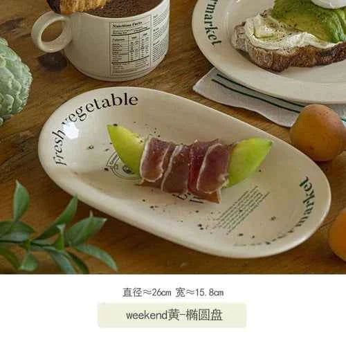 Alphabet Circle Ceramic Tableware Set – Plate, Bowl, Mug & Cup for Home Kitchen