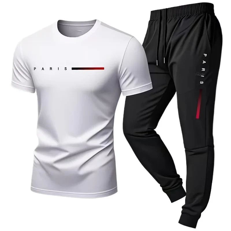 Paris Print Men's T-Shirt & Shorts Set – American Streetwear Two-Piece - Dripshop