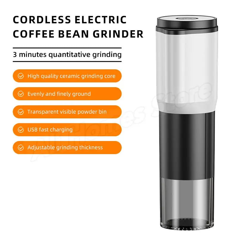 Portable Electric Coffee Grinder – USB Rechargeable Ceramic Conical Burr