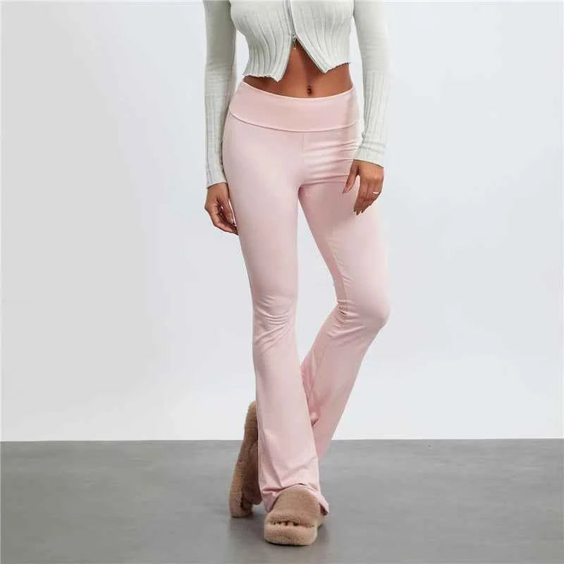 Women's Y2K Low Rise Flare Leggings | Slim Fit Streetwear Flared Pants