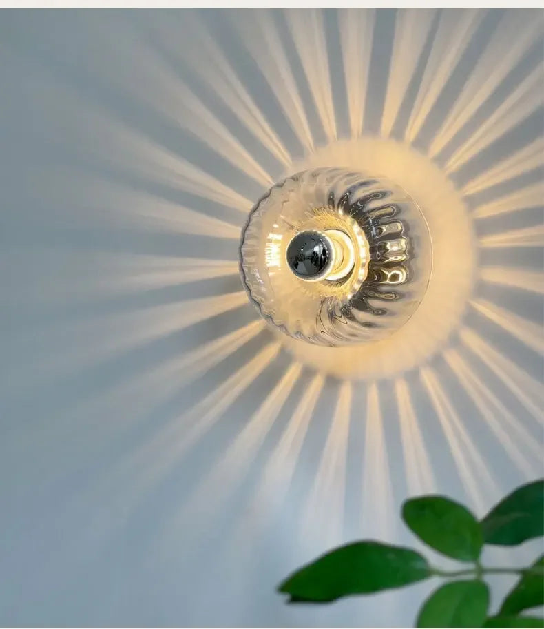 Nordic Retro Glass Wall Lamp | Chinese-Inspired Iron Frame | Hallway & Staircase - Dripshop