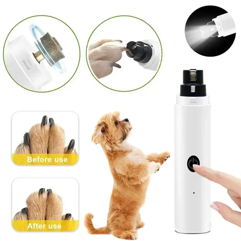 USB Rechargeable Electric Pet Nail Grinder with LED Light – Quiet & Safe