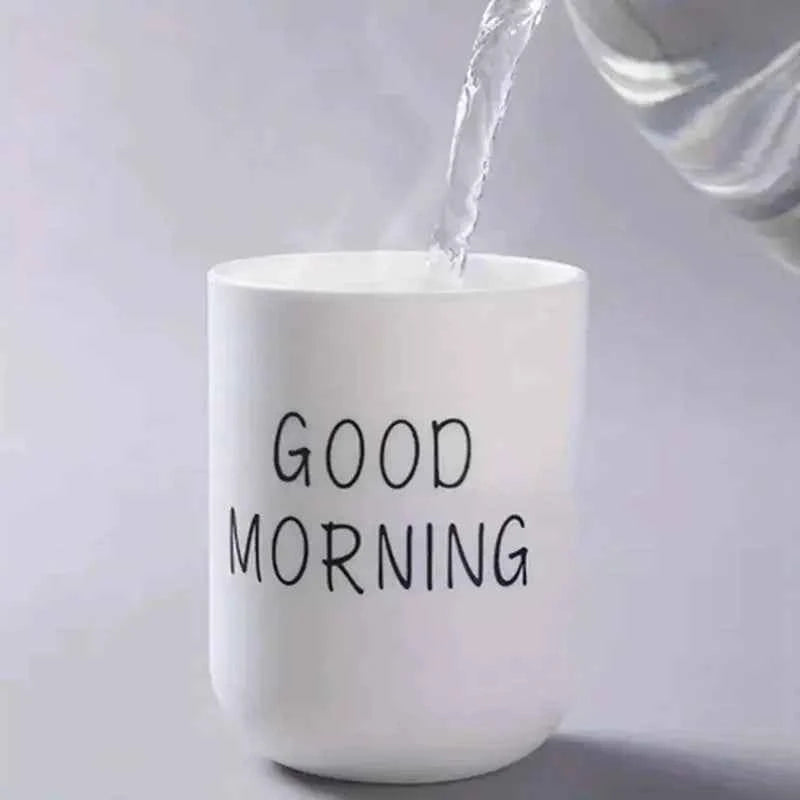 Slogan Graphic Bathroom Tumbler – Plastic Mouthwash & Toothbrush Cup for Couples