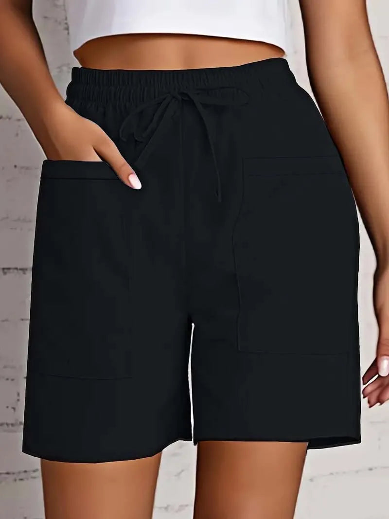 Women's High Waist Casual Shorts | Cotton Linen Summer Shorts with Pockets