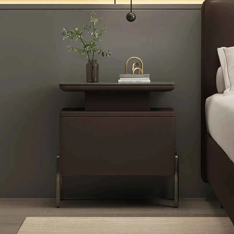Modern Rock Board Bedside Cabinet – Large Storage Space Home Bedroom Table