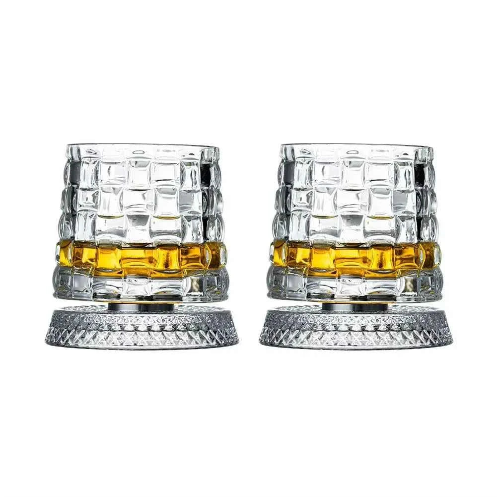 2-Pack Rotating Whiskey Glasses – 360° Crystal Rum & Cocktail Party Gift Set