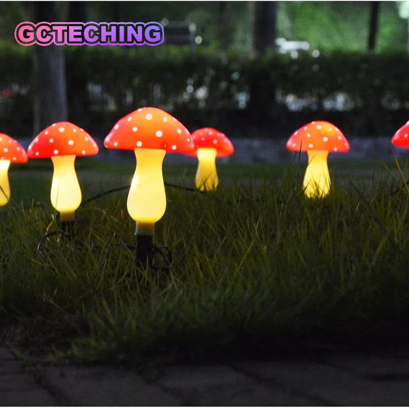 Solar Garden Mushroom Lights – Cute Decorative Waterproof Outdoor Pile String Lights - Dripshop