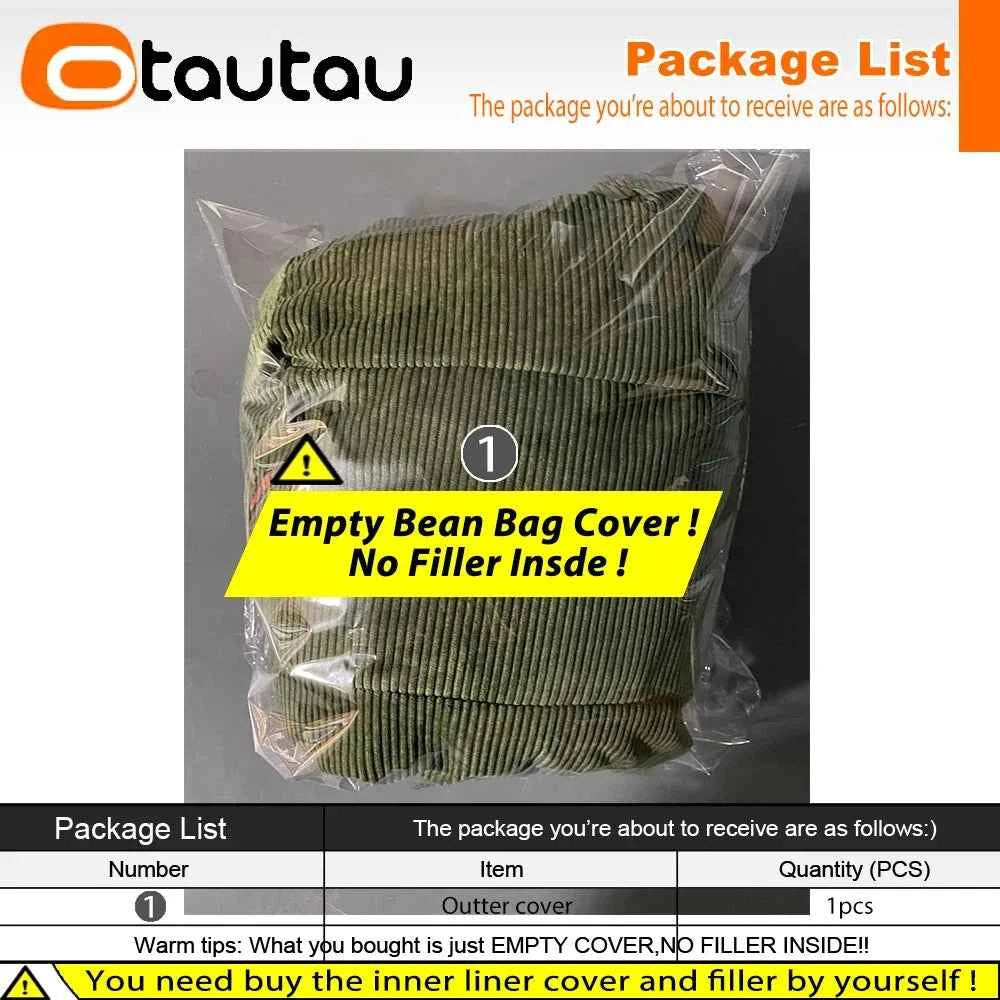 OTAUTAU Corduroy Bean Bag Cover SF324 – Cover Only (No Filler)