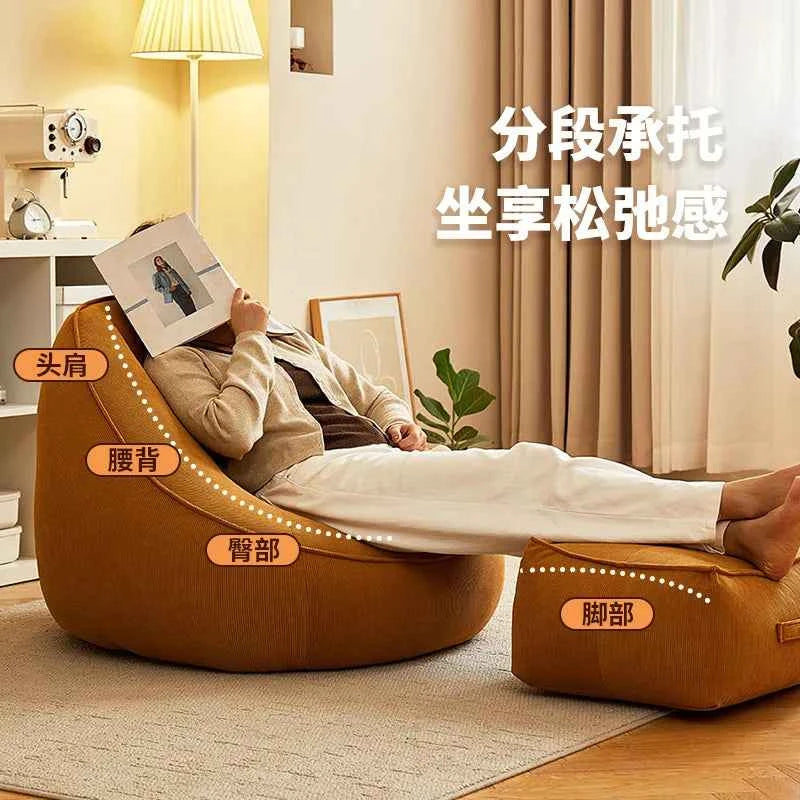 Corduroy Bean Bag Lazy Sofa – Single Bed Tatami Floor Seat for Bedroom & Balcony