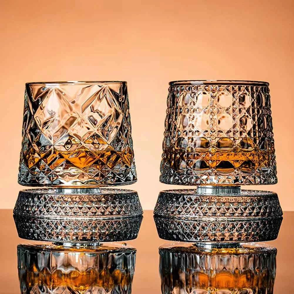 2-Pack Rotating Whiskey Glasses – 360° Crystal Rum & Cocktail Party Gift Set