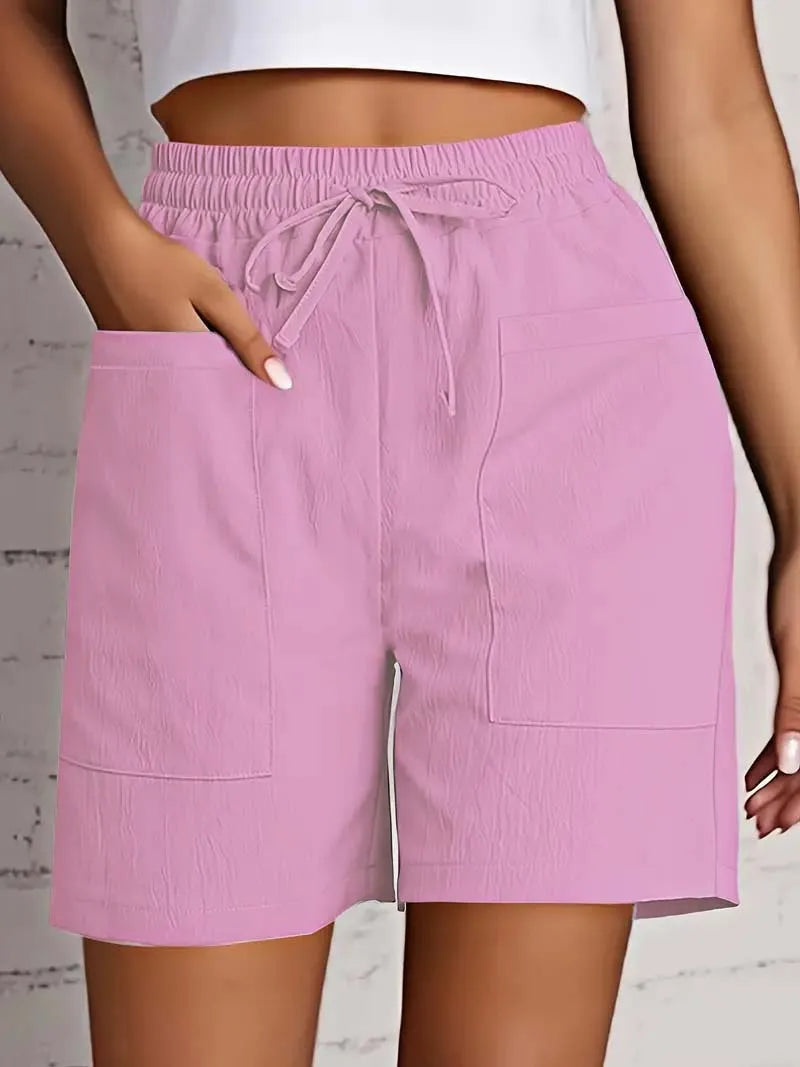 Women's High Waist Casual Shorts | Cotton Linen Summer Shorts with Pockets