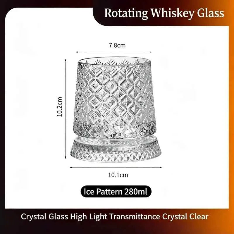 280ml Rotating Whiskey Glass – Crystal Rum & Cocktail Party Drinking Gift