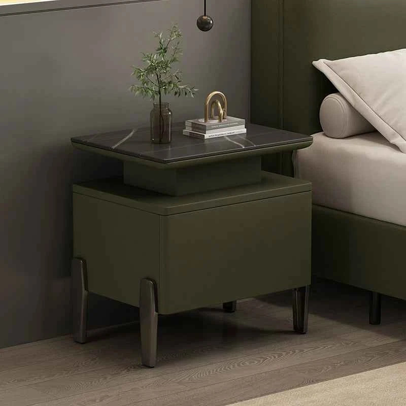 Modern Rock Board Bedside Cabinet – Large Storage Space Home Bedroom Table