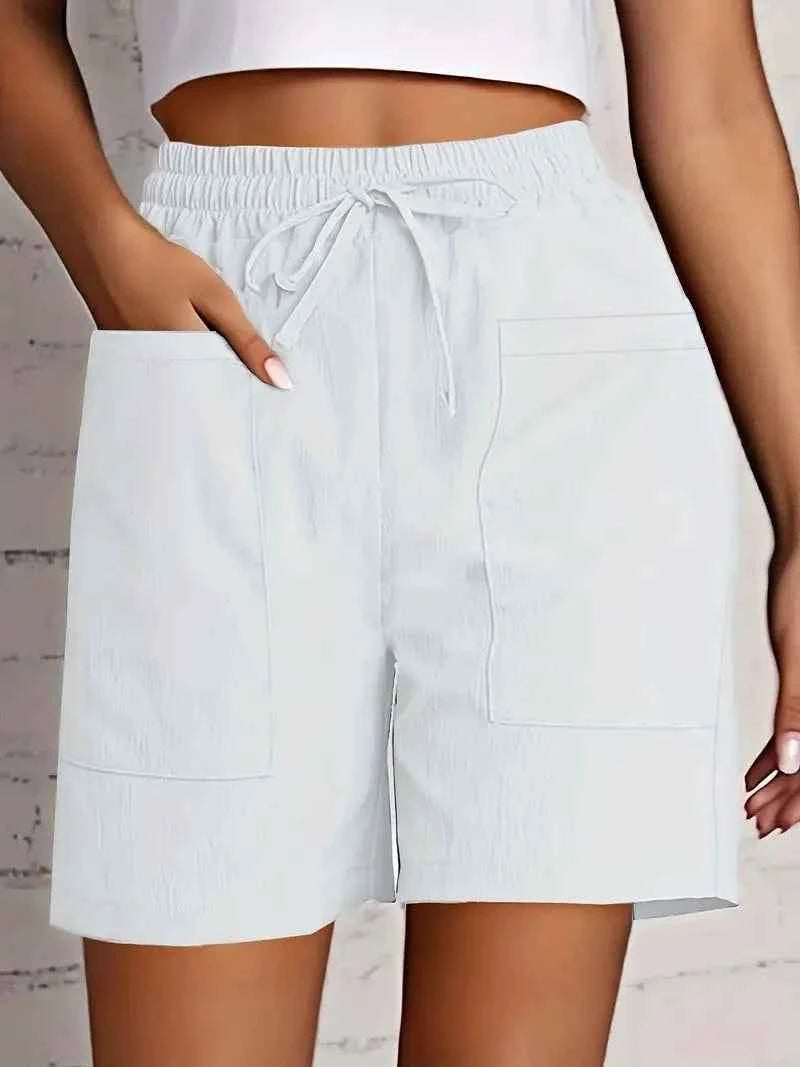 Women's High Waist Casual Shorts | Cotton Linen Summer Shorts with Pockets