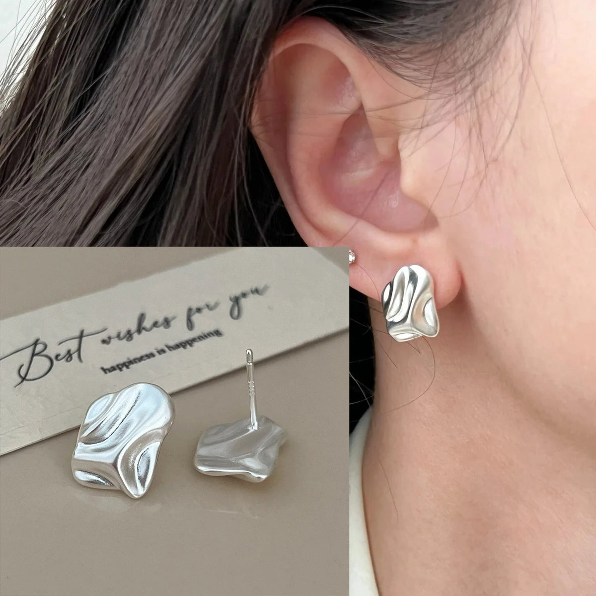 925 Sterling Silver Geometric Stud Earrings | Minimalist Jewellery Gift for Women - Dripshop