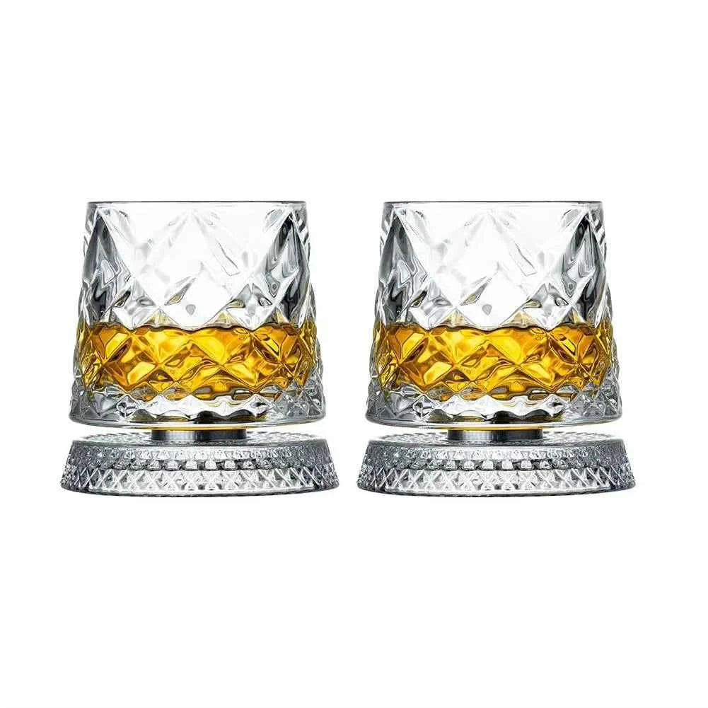 2-Pack Rotating Whiskey Glasses – 360° Crystal Rum & Cocktail Party Gift Set