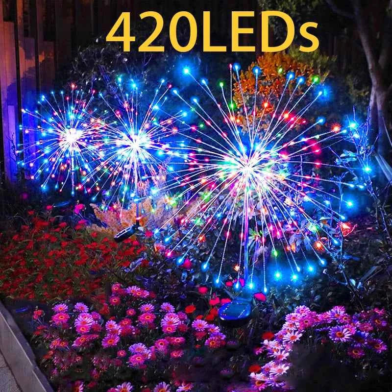 420 LED Solar Firework Garden Lamp – DIY Outdoor Colourful Night Light