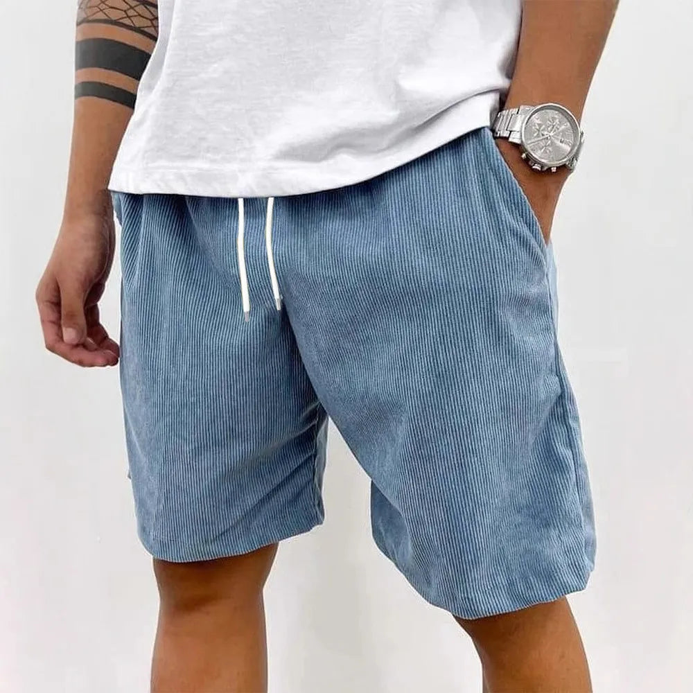 Men's Casual Shorts – Loose Drawstring Corduroy Beach & Sports Pants - Dripshop