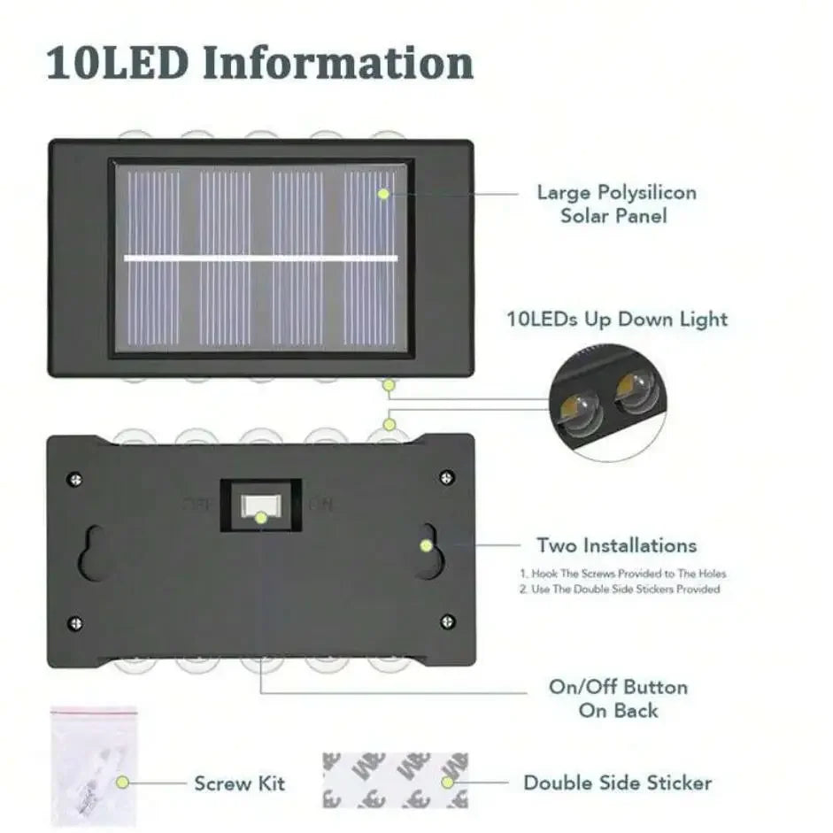 Solar Wall Lights Outdoor – Waterproof LED Lighting for Home, Garden, Yard & Fence (1–10 Pack) - Dripshop