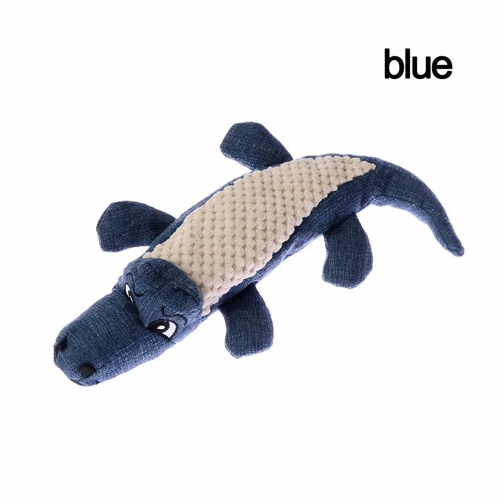 Linen Plush Crocodile Dog Toy – Squeaky Chew Toy for Teeth Cleaning & Interactive Play - Dripshop