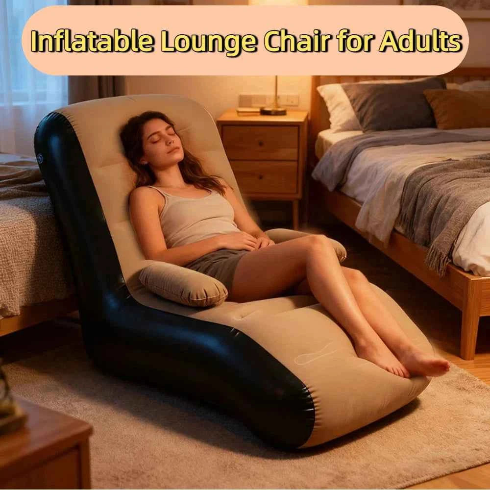 Inflatable Lounger Sofa with Storage Bag – Foldable Compact Seat Cushion for Living Room & Bedroom
