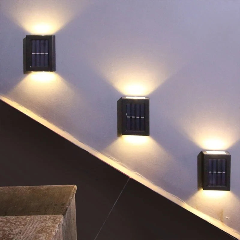 Solar LED Wall Lamp – Up & Down Outdoor Waterproof Light for Garden, Stairs & Fence - Dripshop