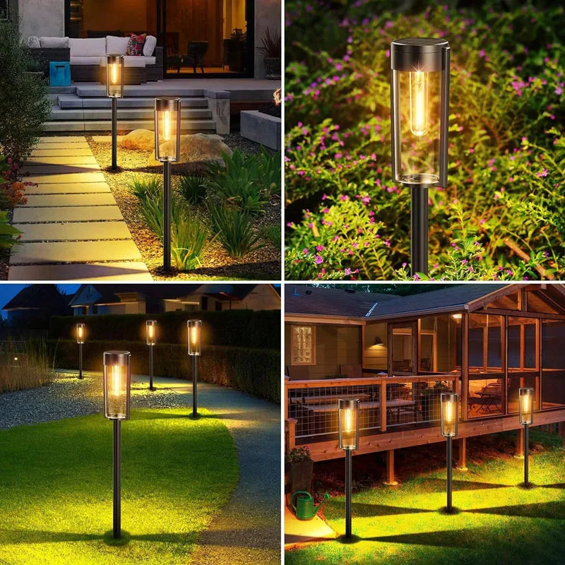 Retro Solar Pathway Lights – Warm Incandescent Bulb Outdoor Waterproof Garden Walkway Lights (2/4/6 Pack) - Dripshop