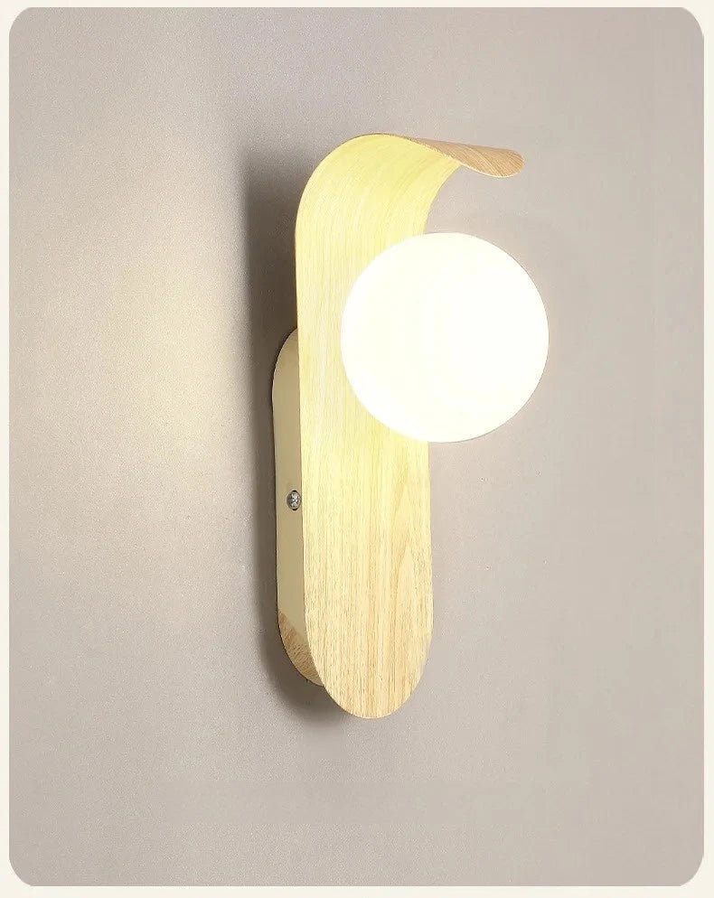 Nordic Minimalist Wood Grain LED Wall Lamp | Touch Switch | Bedroom & Hallway - Dripshop