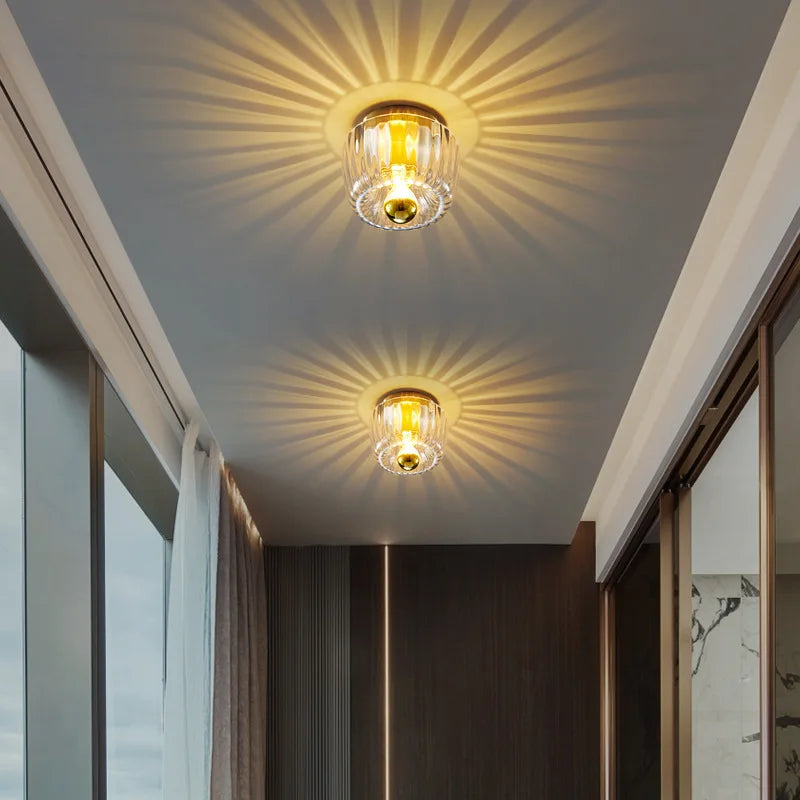 Nordic Retro Glass Wall Lamp | Chinese-Inspired Iron Frame | Hallway & Staircase - Dripshop