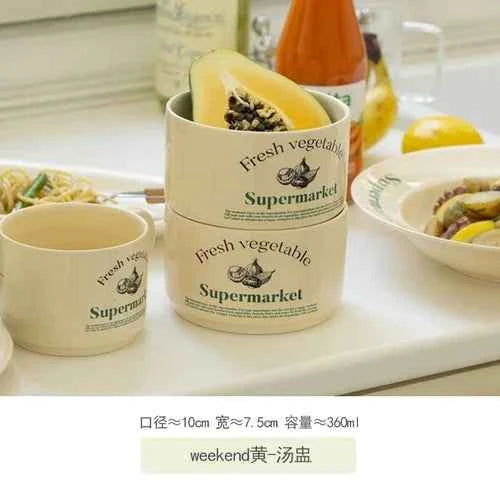 Alphabet Circle Ceramic Tableware Set – Plate, Bowl, Mug & Cup for Home Kitchen
