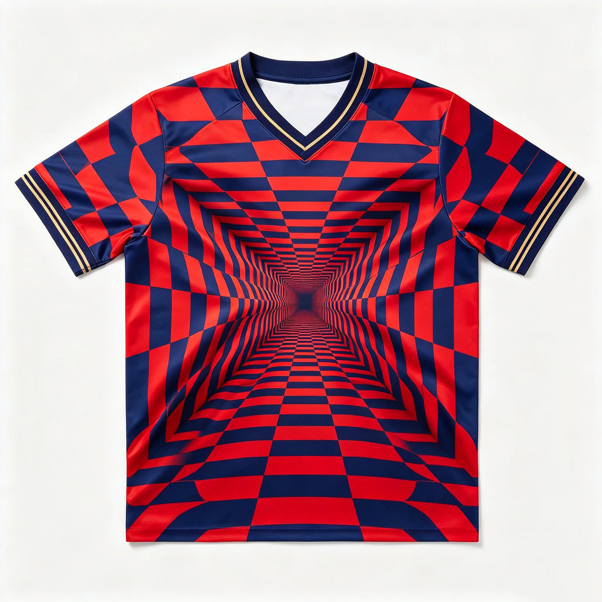 3D Optical Illusion Soccer Jersey | Tunnel Print Sports Tee - Dripshop