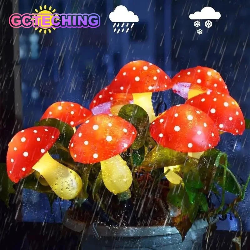 Solar Garden Mushroom Lights – Cute Decorative Waterproof Outdoor Pile String Lights - Dripshop