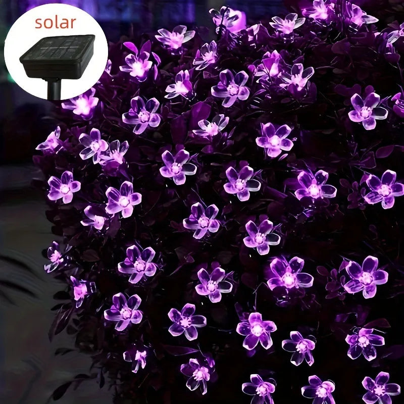 Solar Cherry Blossom LED String Lights – Outdoor Garland for Garden, Patio, Christmas & Wedding - Dripshop