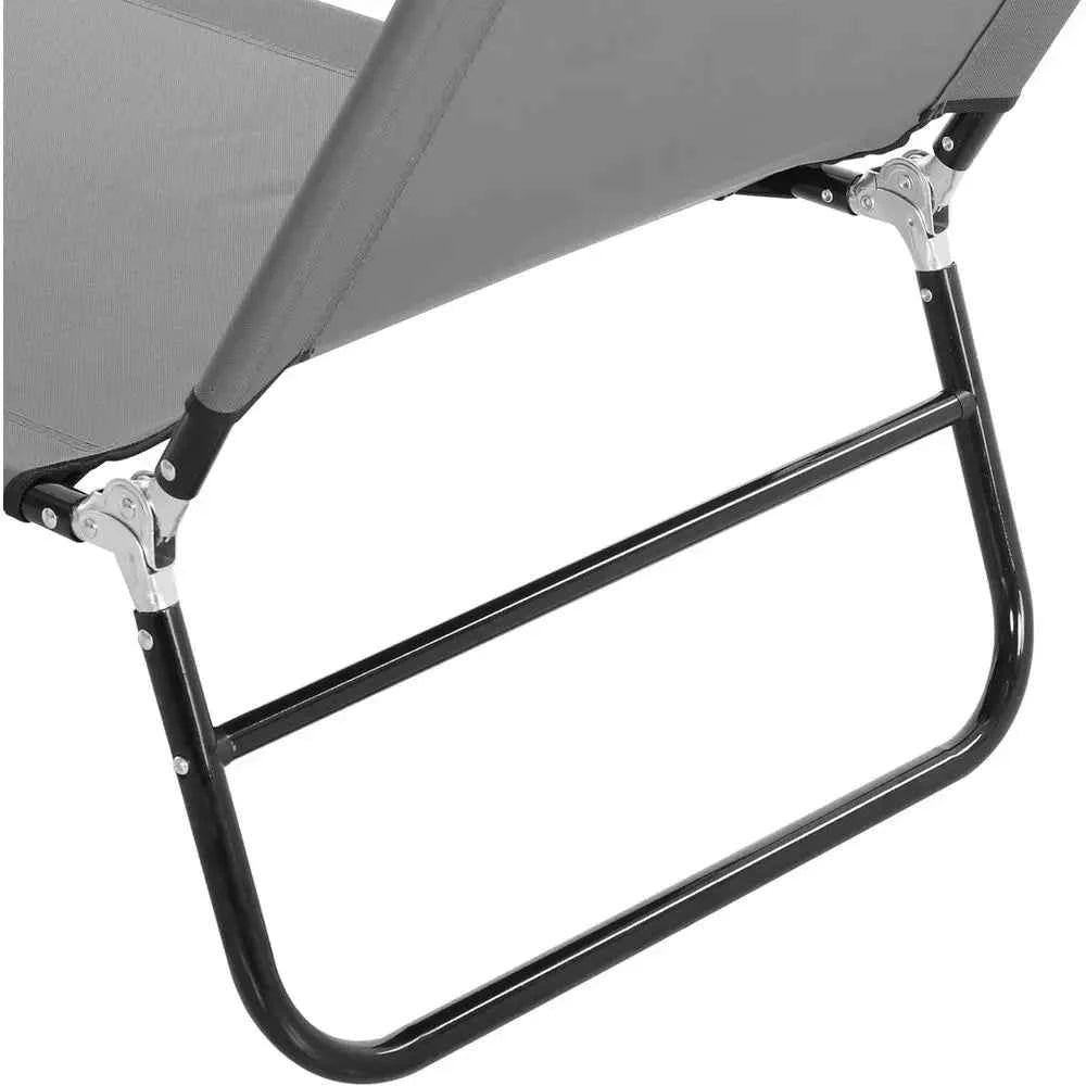 2-Piece Outdoor Chaise Lounge Set – Adjustable Reclining Steel Frame for Pool, Beach & Patio (Grey)