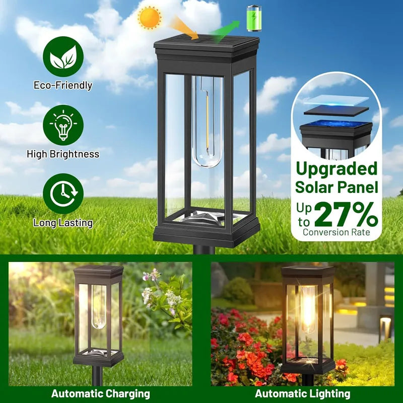 Retro Solar Pathway Lights – Warm Incandescent Bulb Outdoor Waterproof Garden Walkway Lights (2/4/6 Pack) - Dripshop