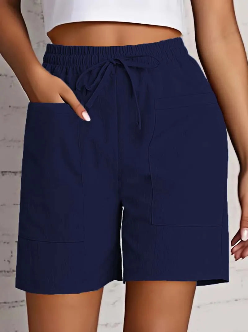 Women's High Waist Casual Shorts | Cotton Linen Summer Shorts with Pockets