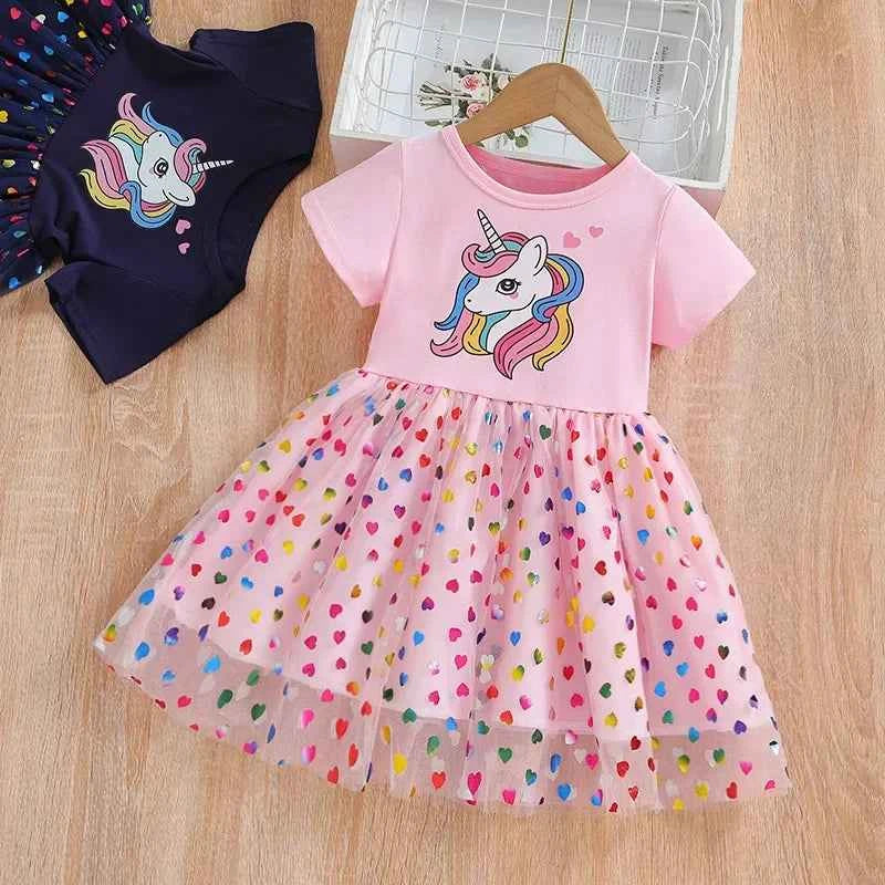 Girls Unicorn Sequin Princess Dress – Magic Fairy Tale Costume for Kids Daily Wear