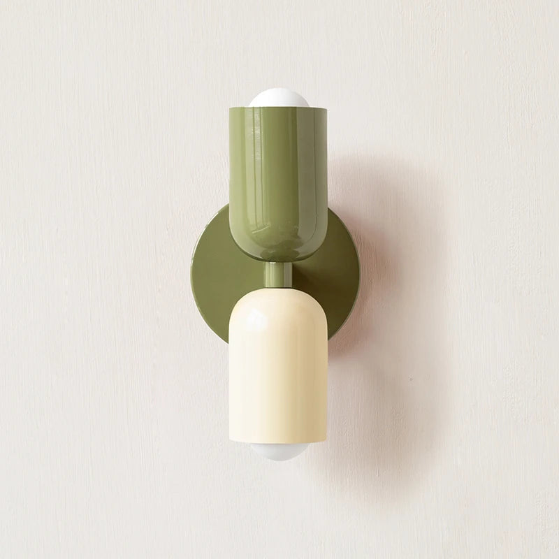 Nordic Modern 2-Head LED Wall Sconce | Colourful Lampshade | Bedroom & Kids Room - Dripshop