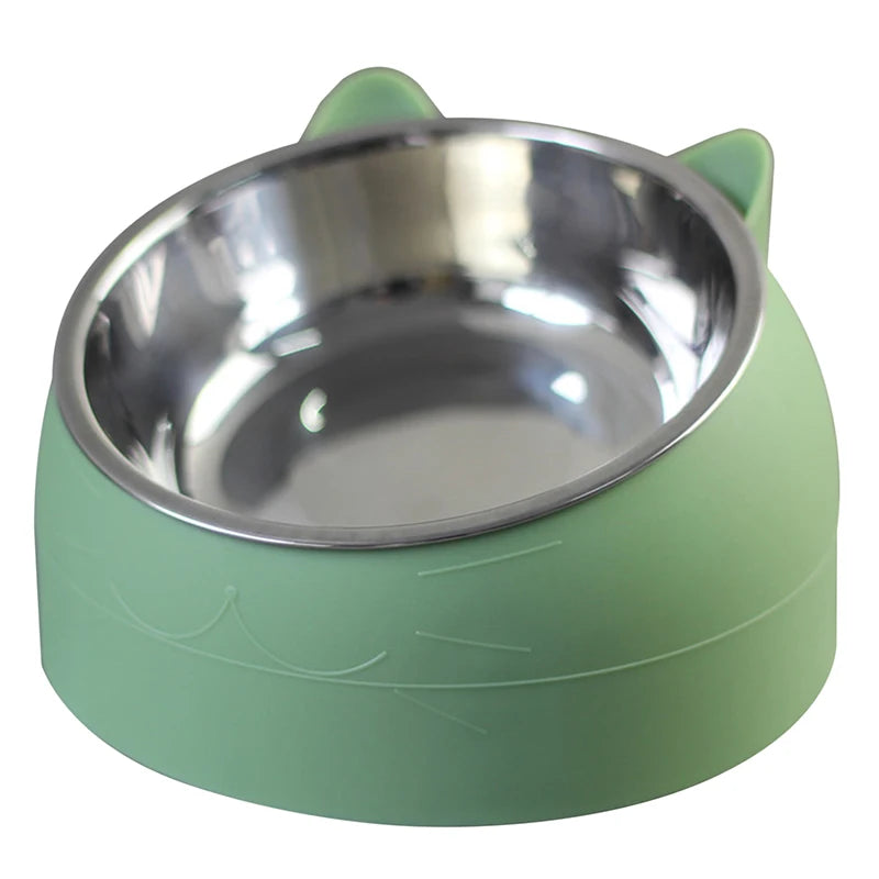 Stainless Steel Tilted Cat Bowl – Non-Slip 200ml Neck Protection Food & Water Feeder for Cats & Puppies - Dripshop