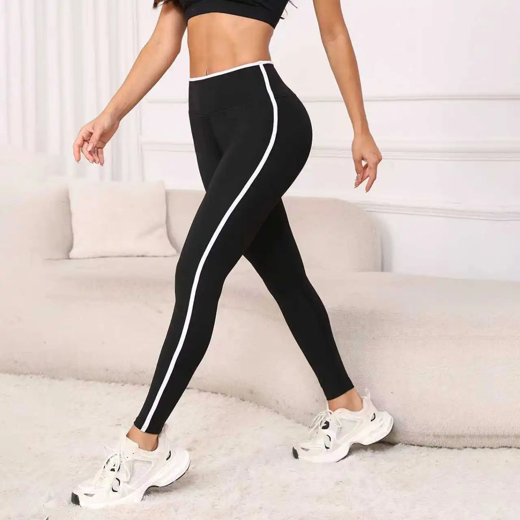 Women's High-Waist Yoga Leggings with Contrast Trim | Buttery Soft - Dripshop