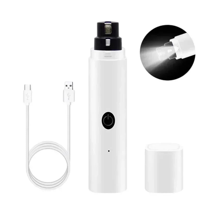 USB Rechargeable Electric Pet Nail Grinder with LED Light – Quiet & Safe