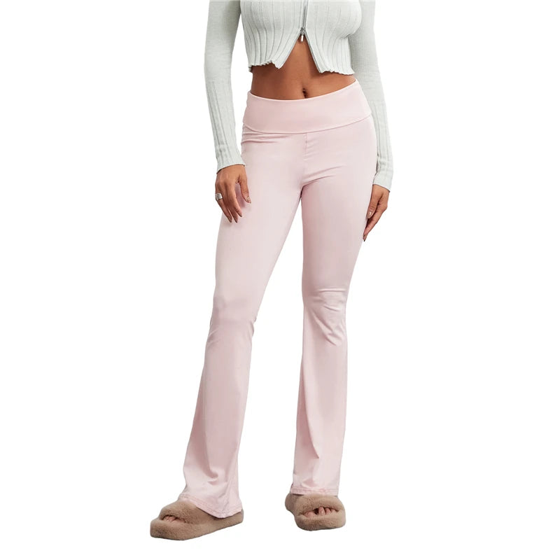 Women's Y2K Low Rise Flare Leggings | Slim Fit Streetwear Flared Pants