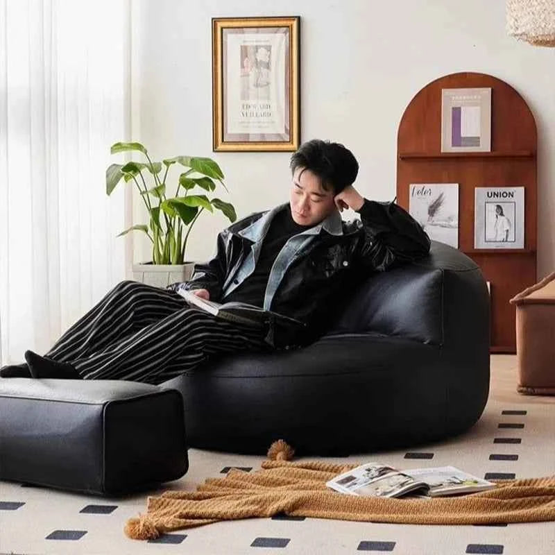 Modern Single Lazy Sofa – Beanbag Tatami Leather Floor Seat for Living Room