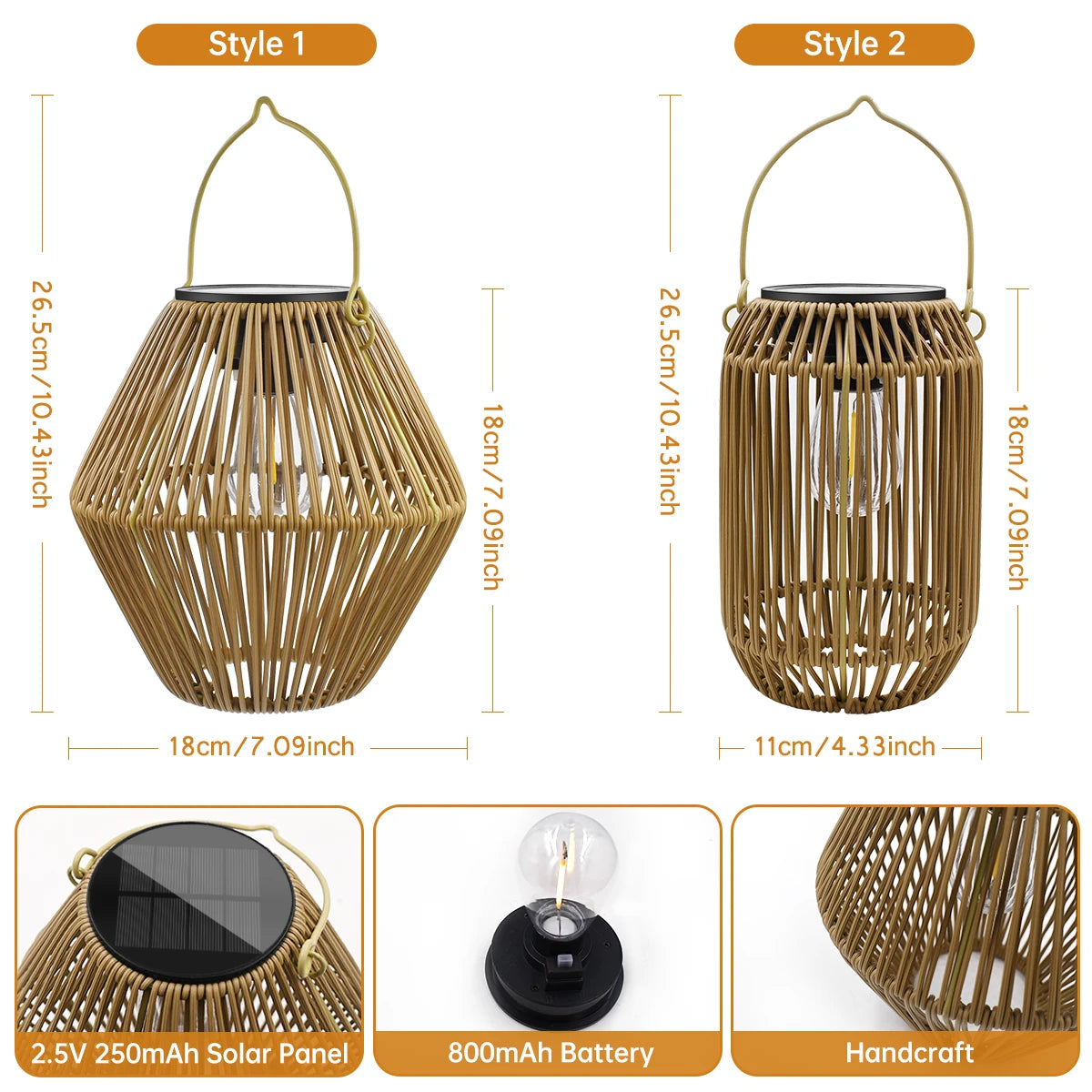 Solar Boho Rattan Lantern – Waterproof Hanging Outdoor Light for Garden, Yard & Patio - Dripshop