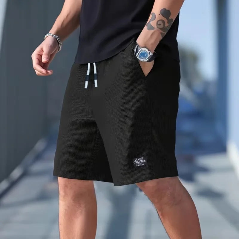 Men's Textured Polyester Beach Shorts – Breathable Summer Shorts