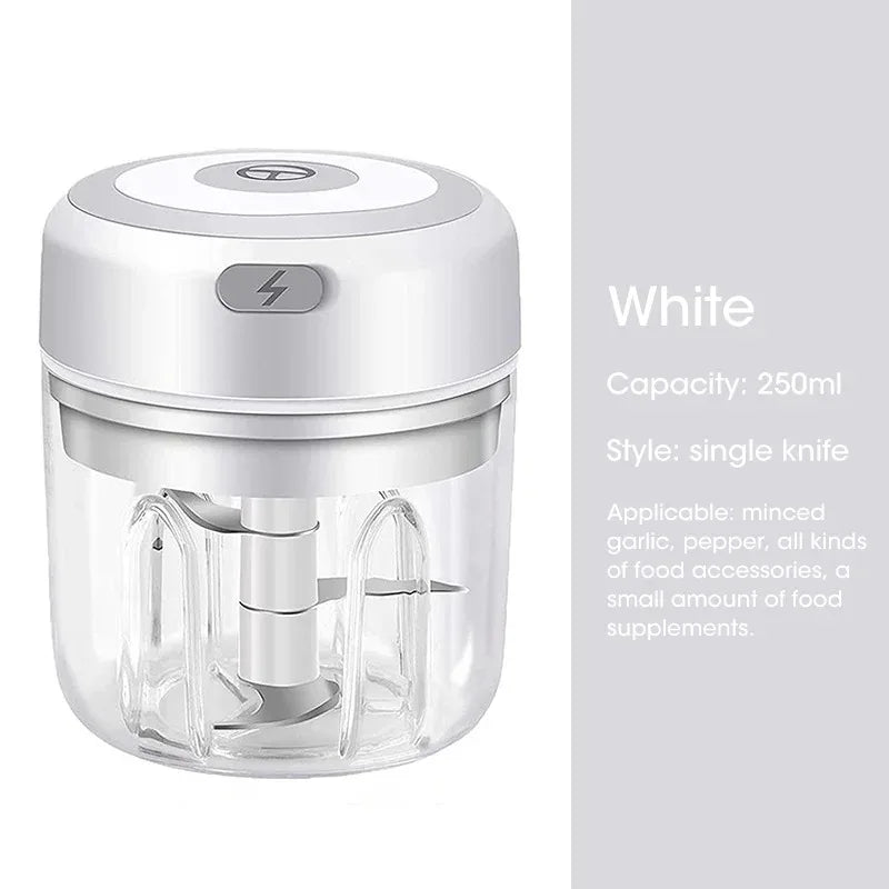 Electric Garlic Chopper – Mini Portable Veggie & Onion Blender (100ml / 250ml)