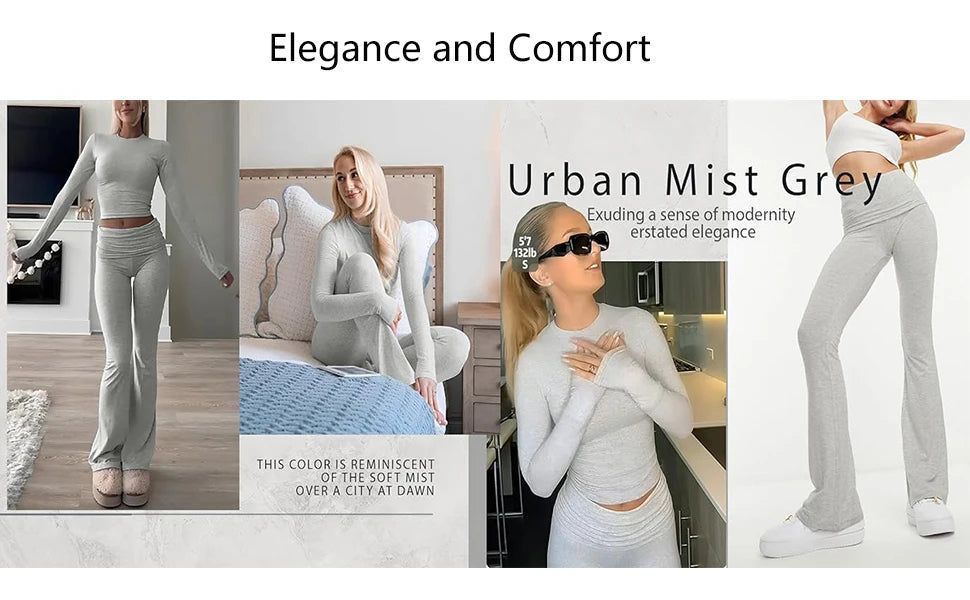 Women's 2-Piece Flare Legging Tracksuit Set | Long Sleeve & High Waist